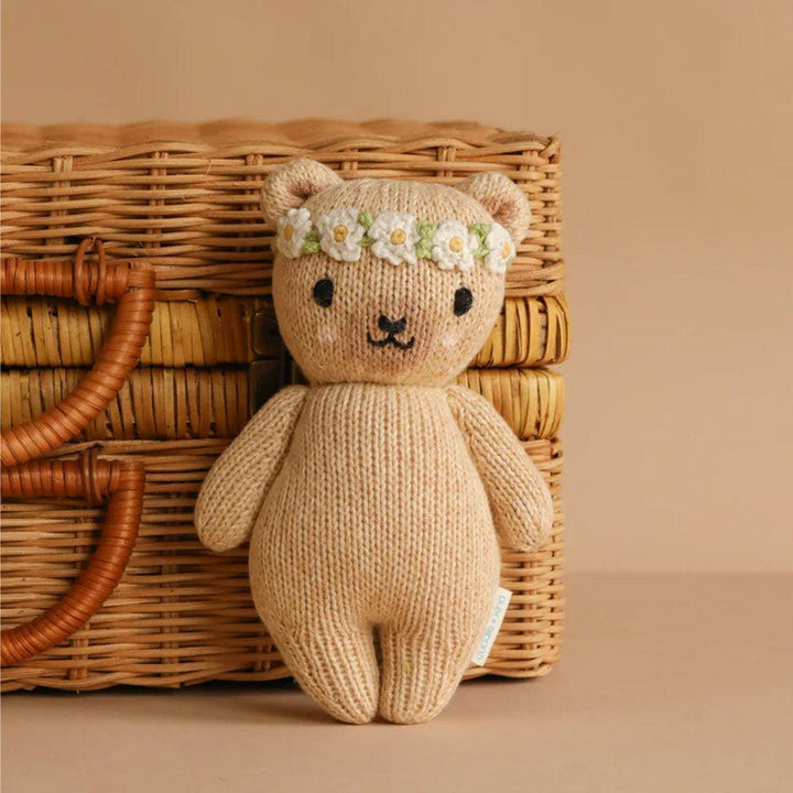 Cuddle + Kind Baby Animal Collection - Baby Honey Bear - Floral Crown - Ivory-Dolls-Aby Honey Bear - Floral Crown - Ivory- | Natural Baby Shower