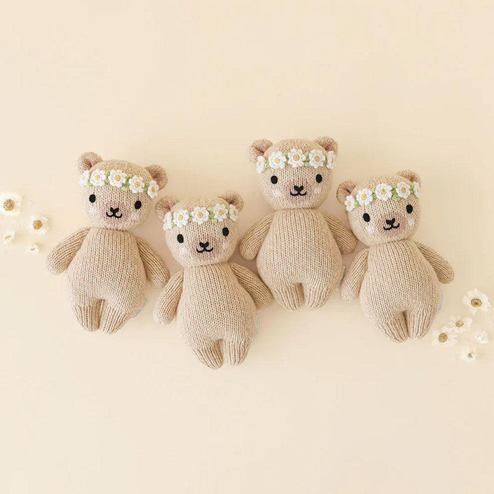Cuddle + Kind Baby Animal Collection - Baby Honey Bear - Floral Crown - Ivory-Dolls-Aby Honey Bear - Floral Crown - Ivory- | Natural Baby Shower