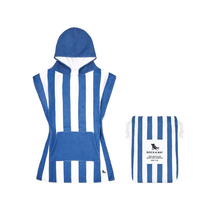 Dock & Bay Kid's Beach Poncho - Whitsunday Blue-Ponchos-Whitsunday Blue-3-5y | Natural Baby Shower