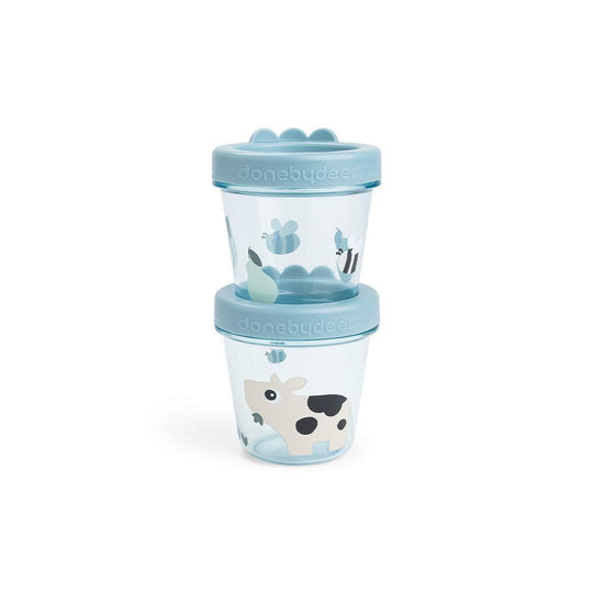 Done By Deer Baby Food Container 2 Pack - Tiny Farm Blue-Food Storage-Tiny Farm Blue- | Natural Baby Shower