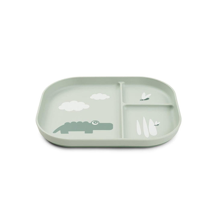 Done by Deer Foodie Compartment Plate - Green - Croco-Plates-Croco Green- | Natural Baby Shower