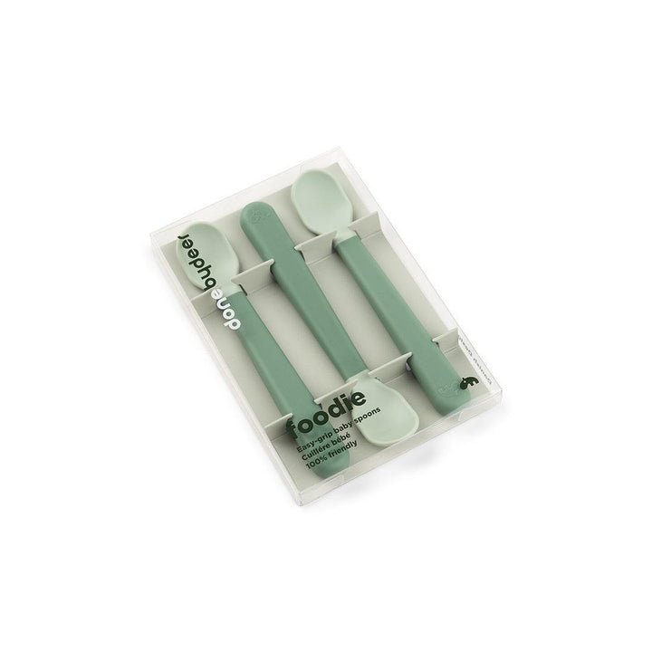 Done By Deer Foodie Easy-Grip Baby Spoon 3 Pack - Green-Cutlery-Green- | Natural Baby Shower