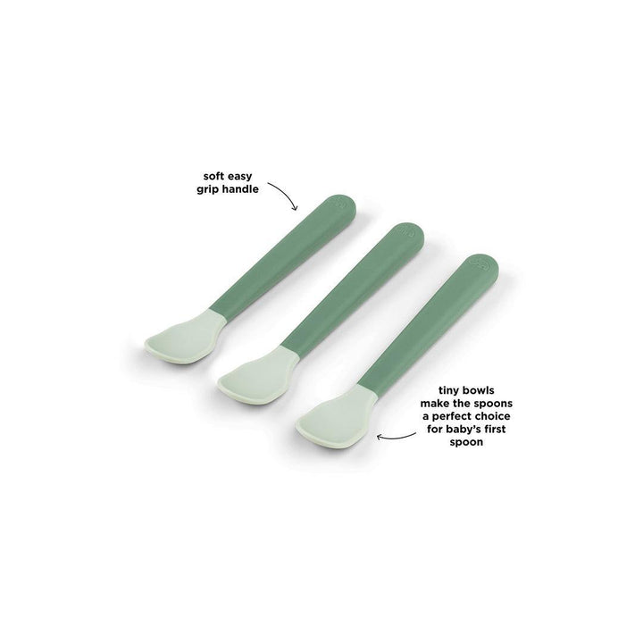 Done By Deer Foodie Easy-Grip Baby Spoon 3 Pack - Green-Cutlery-Green- | Natural Baby Shower