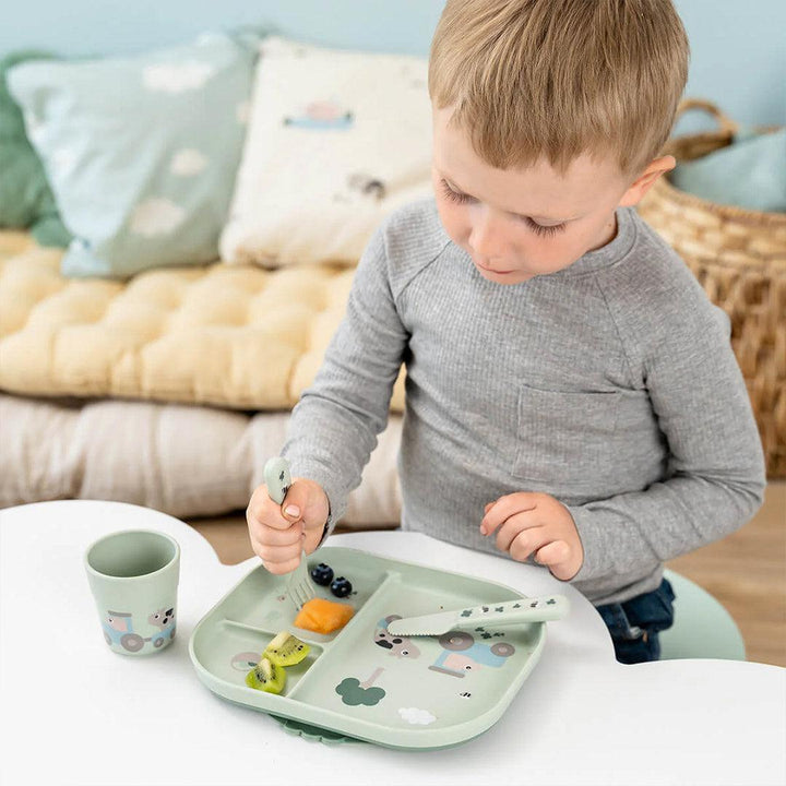 Done by Deer Foodie Dinner Set w/suction - Tiny Farm Green-Plates-Tiny Farm Green-One Size | Natural Baby Shower