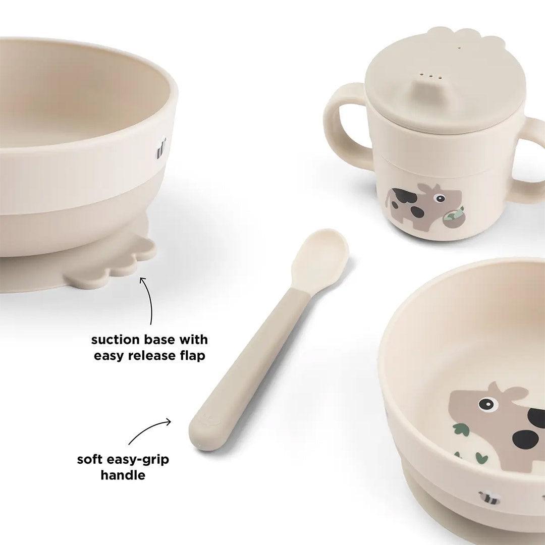 Done by Deer Foodie First Meal Suction Set - Tiny Farm Sand-Plates-Tiny Farm Sand-One Size | Natural Baby Shower