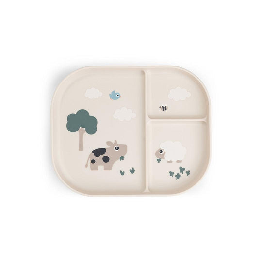 Done By Deer Foodie Compartment Plate - Tiny Farm Sand-Plates-Tiny Farm Sand- | Natural Baby Shower