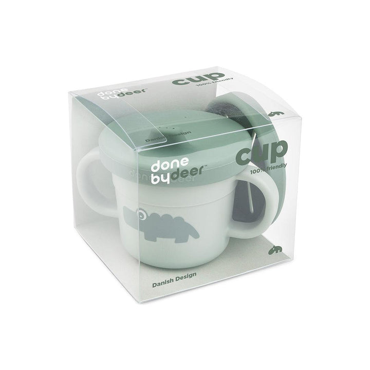 Done by Deer Foodie Spout/Snack Cup - Green - Croco-Cups-Croco Green- | Natural Baby Shower