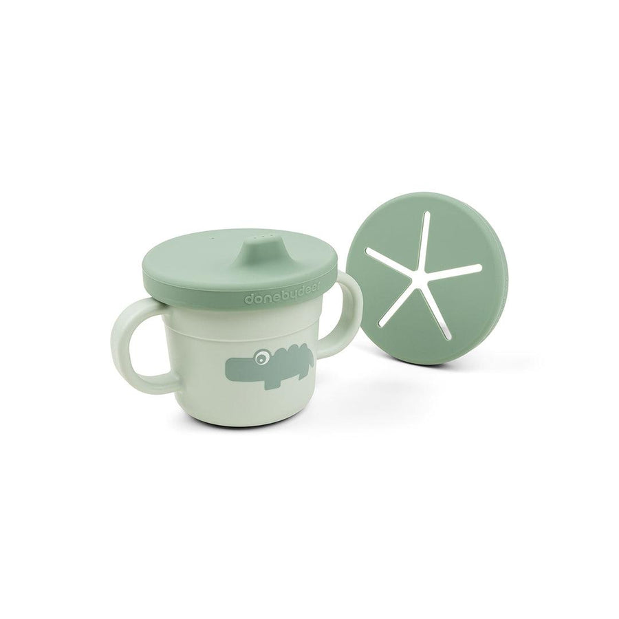 Done by Deer Foodie Spout/Snack Cup - Green - Croco-Cups-Croco Green- | Natural Baby Shower