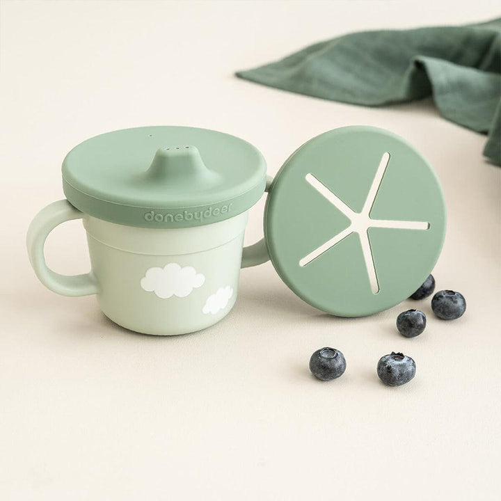 Done by Deer Foodie Spout/Snack Cup - Green - Croco-Cups-Croco Green- | Natural Baby Shower