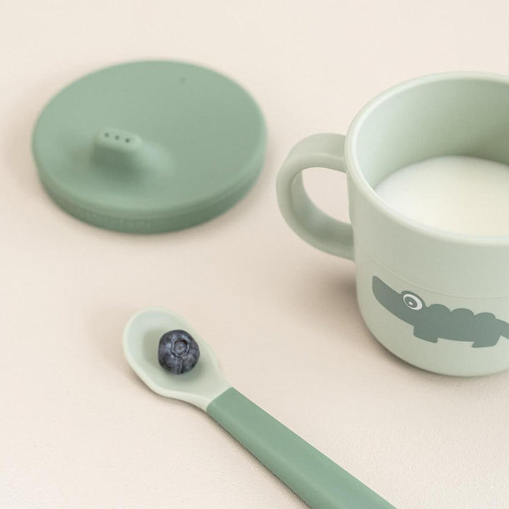 Done by Deer Foodie Spout/Snack Cup - Green - Croco-Cups-Croco Green- | Natural Baby Shower