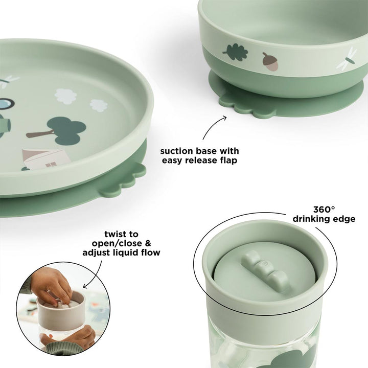 Done by Deer Foodie Stick & Stay Dinner Set With 360° Cup - Tiny Trails-Feeding Sets-Tiny Trails- | Natural Baby Shower