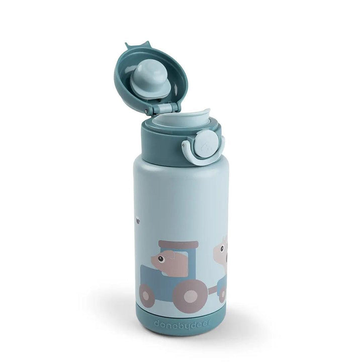 Done by Deer Insulated Bottle - Tiny Farm Blue-Drinking Bottles-Tiny Farm Blue-340ml | Natural Baby Shower