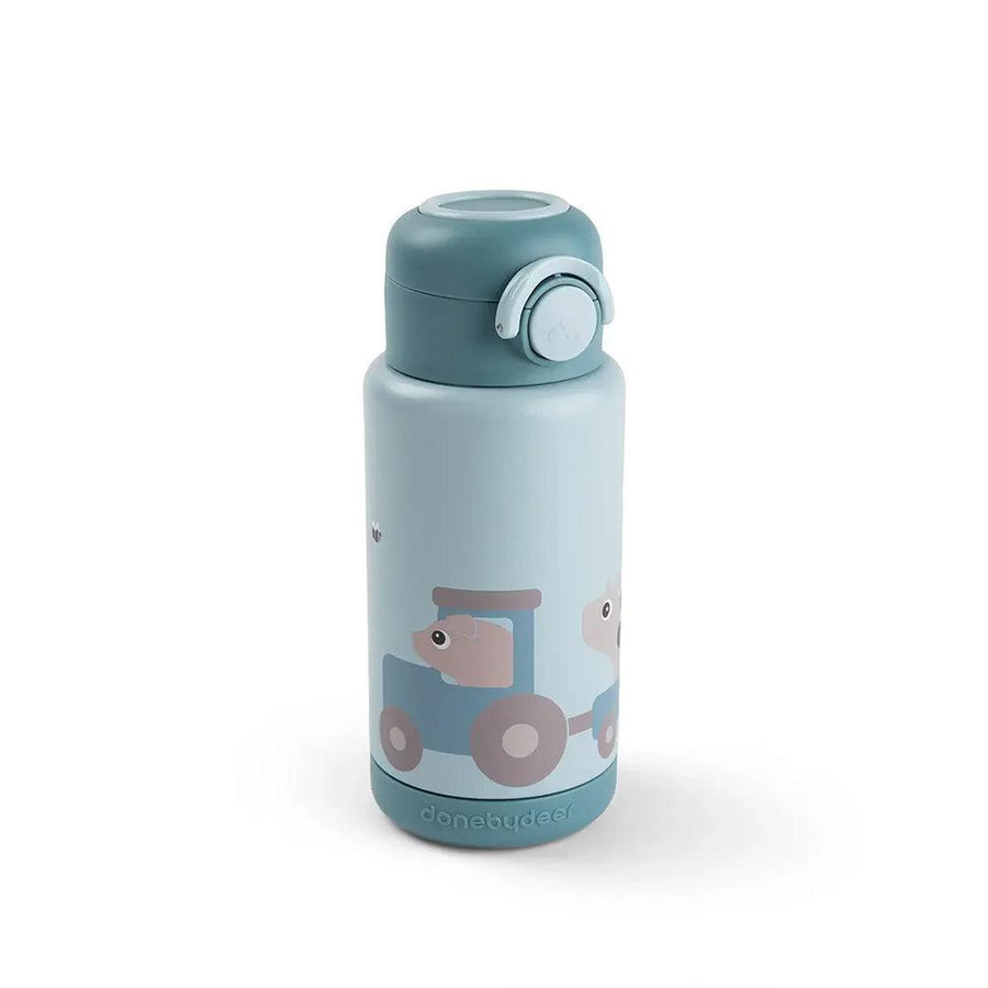 Done by Deer Insulated Bottle - Tiny Farm Blue-Drinking Bottles-Tiny Farm Blue-340ml | Natural Baby Shower