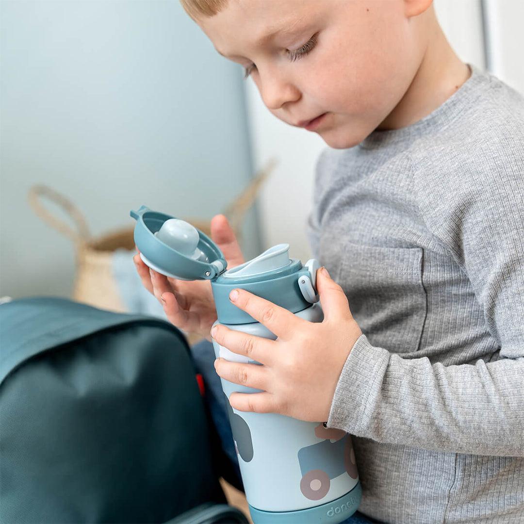 Done by Deer Insulated Bottle - Tiny Farm Blue-Drinking Bottles-Tiny Farm Blue-340ml | Natural Baby Shower