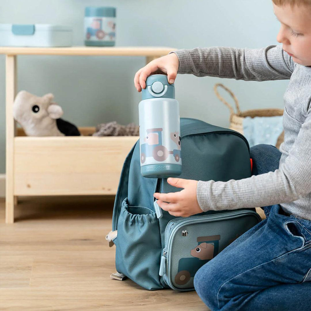 Done by Deer Insulated Bottle - Tiny Farm Blue-Drinking Bottles-Tiny Farm Blue-340ml | Natural Baby Shower