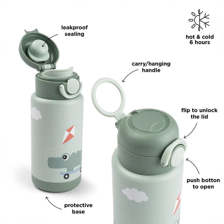 Done by Deer Insulated Bottle - Playground Green-Drinking Bottles-Playground Green-340ml | Natural Baby Shower