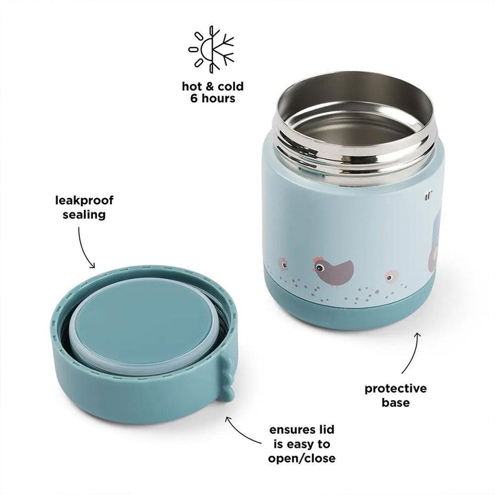 Done by Deer Insulated Food Jar - Tiny Farm Blue-Food Storage-Tiny Farm Blue-300ml | Natural Baby Shower