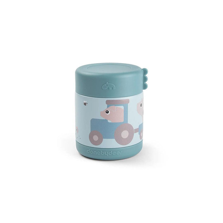 Done by Deer Insulated Food Jar - Tiny Farm Blue-Food Storage-Tiny Farm Blue-300ml | Natural Baby Shower