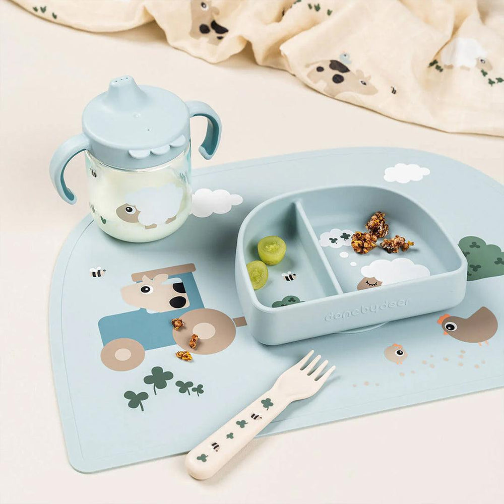 Done by Deer Learning Spout Cup - Tiny Farm Blue-Sippy Cups-Tiny Farm Blue- | Natural Baby Shower