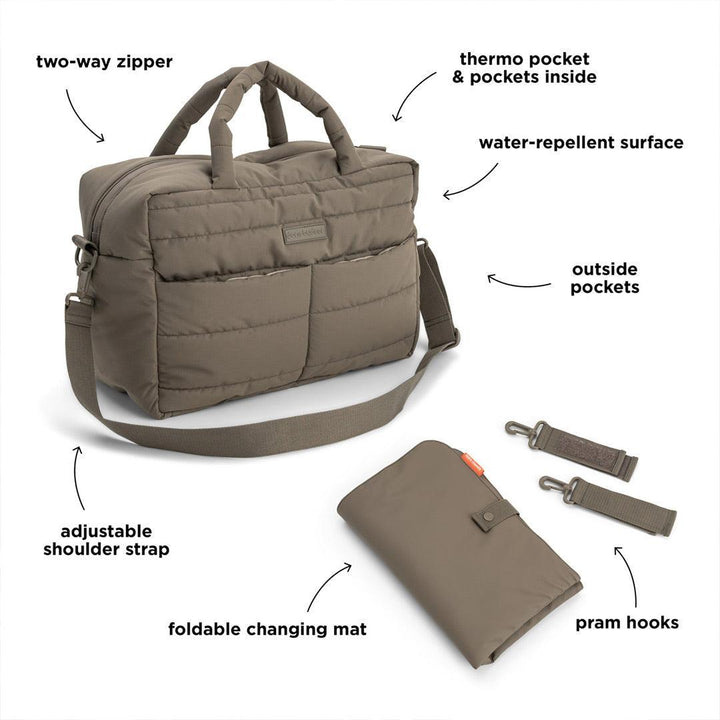 Done by Deer Quilted Changing Bag - Taupe-Changing Bags-Taupe- | Natural Baby Shower