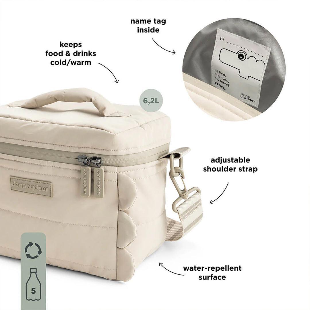 Done by Deer Quilted Insulated Bag - Croco Sand-Lunch Bags-Croco Sand- | Natural Baby Shower