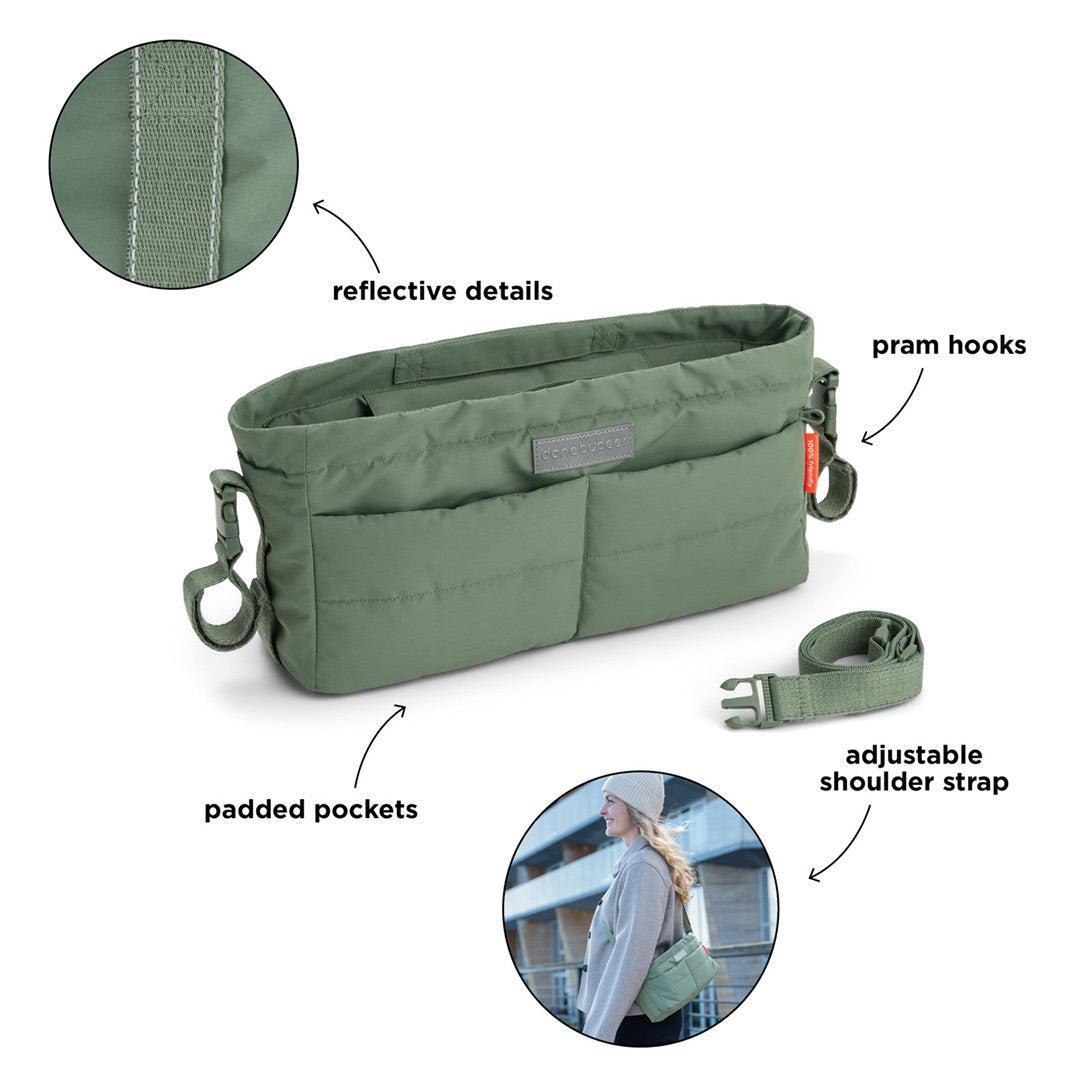 Done by Deer Quilted Stroller Organiser Bag - Green-Stroller Organisers-Green- | Natural Baby Shower