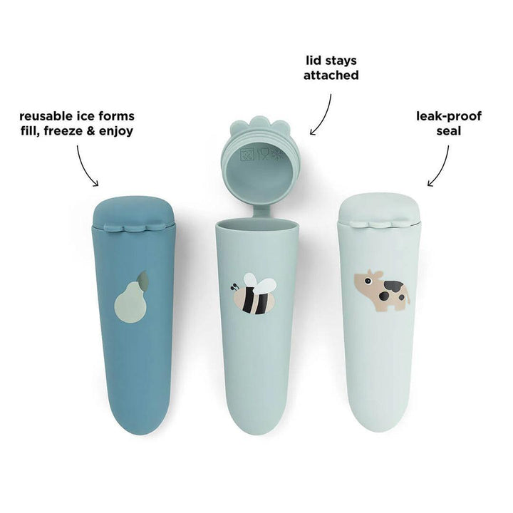 Done by Deer Silicone Ice Pops 3 Pack - Tiny Farm Blue-Ice Pop + Ice Trays-Tiny Farm Blue- | Natural Baby Shower