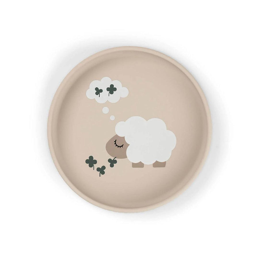 Done by Deer Silicone Stick & Stay Plate - Tiny Farm Sand-Plates-Tiny Farm Sand- | Natural Baby Shower