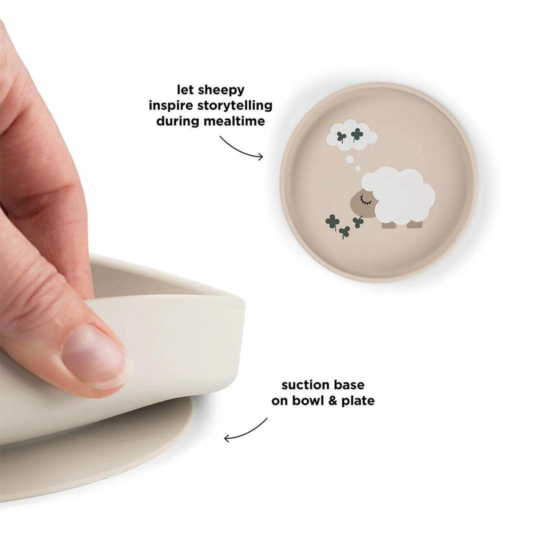 Done by Deer Silicone Stick & Stay Plate - Tiny Farm Sand-Plates-Tiny Farm Sand- | Natural Baby Shower