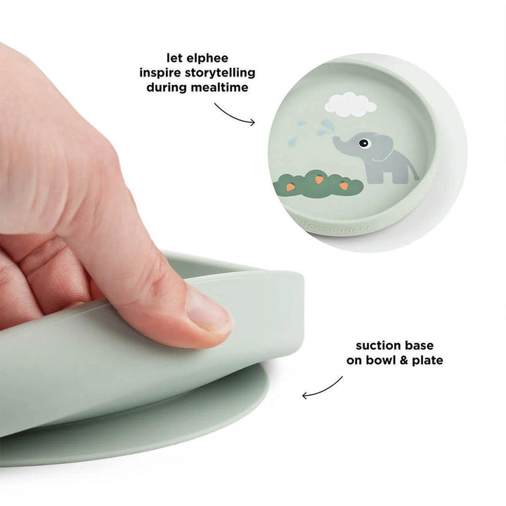 Done by Deer Stick & Stay Dinner Set - Elphee Green-Feeding Sets-Elphee Green- | Natural Baby Shower
