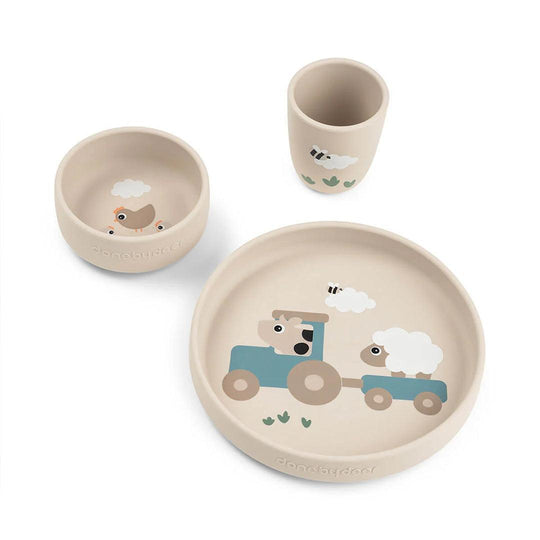 Done by Deer Stick & Stay Dinner Set - Tiny Farm Sand-Feeding Sets-Tiny Farm Sand- | Natural Baby Shower