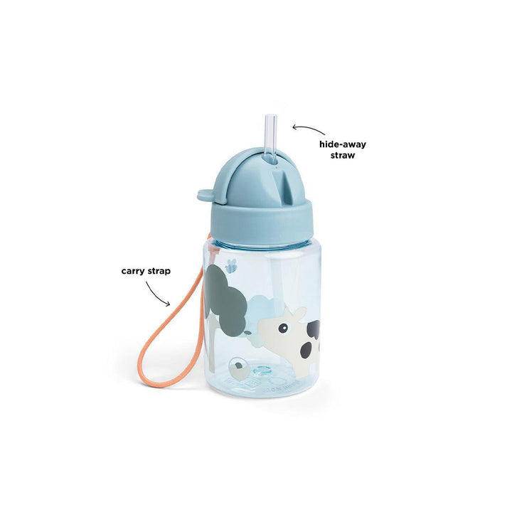 Done By Deer Straw Bottle - Tiny Farm Blue-Drinking Bottles-Tiny Farm Blue- | Natural Baby Shower
