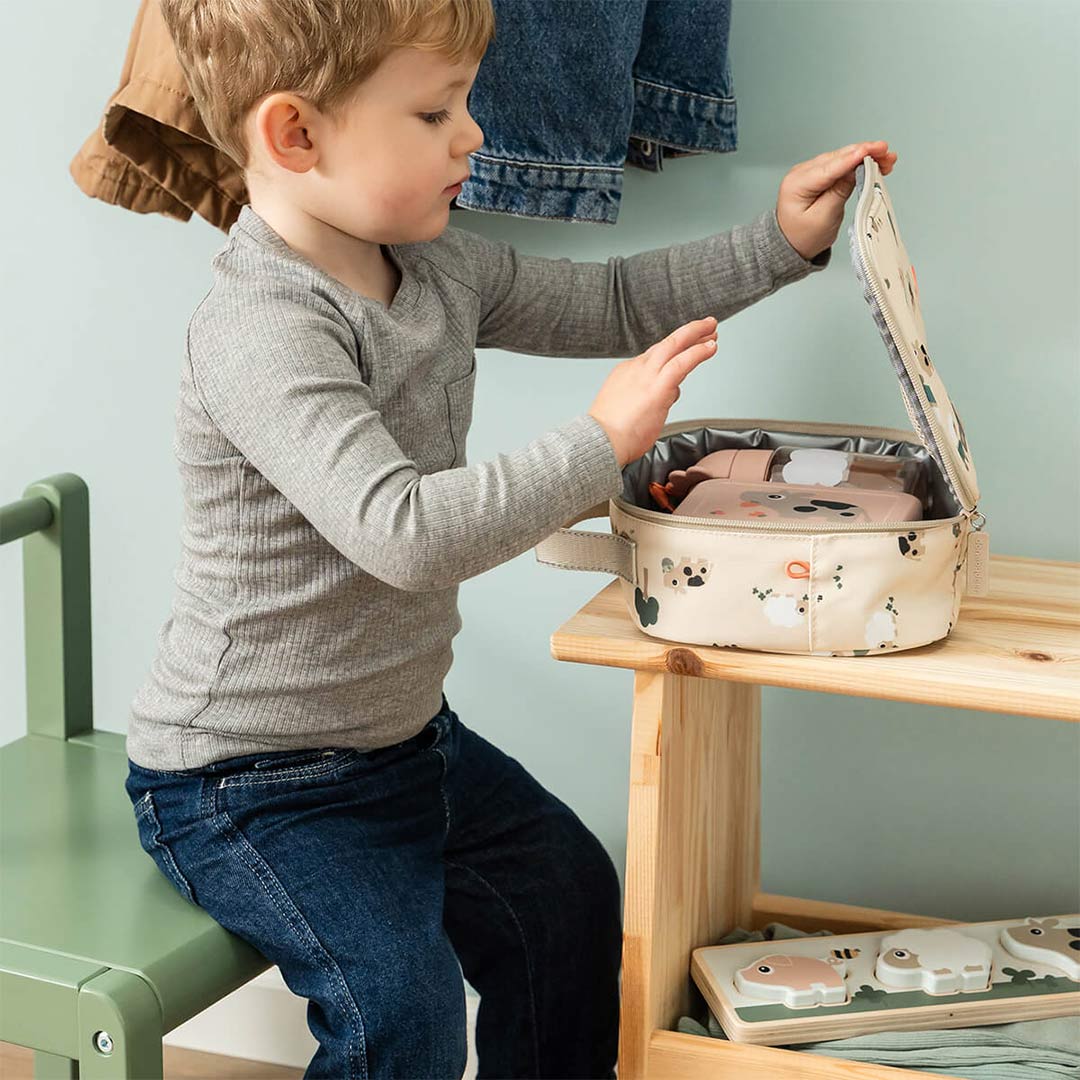Done by Deer Tiny Insulated Lunch - Tiny Farm Sand-Lunch Bags-Tiny Farm Sand-2.8L | Natural Baby Shower