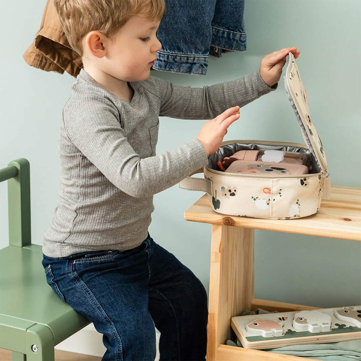 Done by Deer Tiny Insulated Lunch - Tiny Farm Sand-Lunch Bags-Tiny Farm Sand-2.8L | Natural Baby Shower