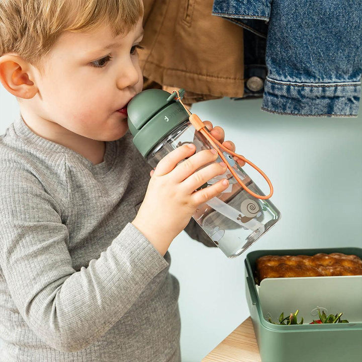 Done by Deer Straw Bottle - Tiny Trails Green-Drinking Bottles-Tiny Trails Green-350ml | Natural Baby Shower
