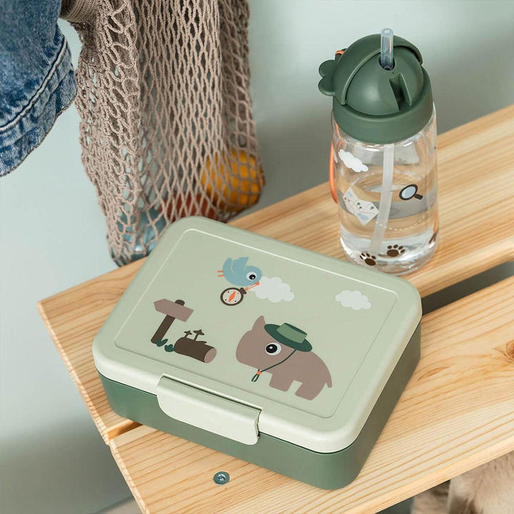 Done by Deer Straw Bottle - Tiny Trails Green-Drinking Bottles-Tiny Trails Green-350ml | Natural Baby Shower