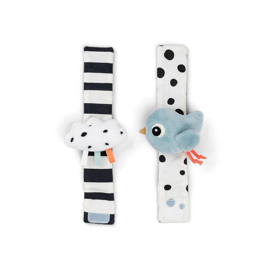 Done by Deer Wrist Rattle Set - 2 Pack - Blue - Happy Clouds-Rattles-Happy Clouds Blue- | Natural Baby Shower