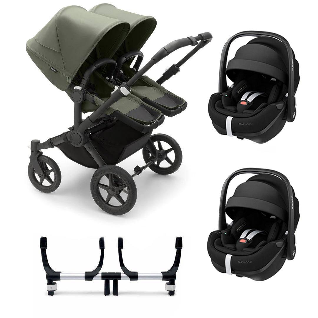 Bugaboo Donkey 5 Twin Pebble 360/360 Pro Travel System - Forest Green-Travel Systems-Pebble 360 Pro Car Seat-No Base | Natural Baby Shower