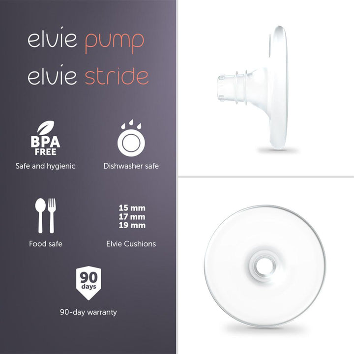 Elvie Pump & Stride Nipple Cushion - 2 Pack - Medium-Breast Pump Accessories-17mm- | Natural Baby Shower