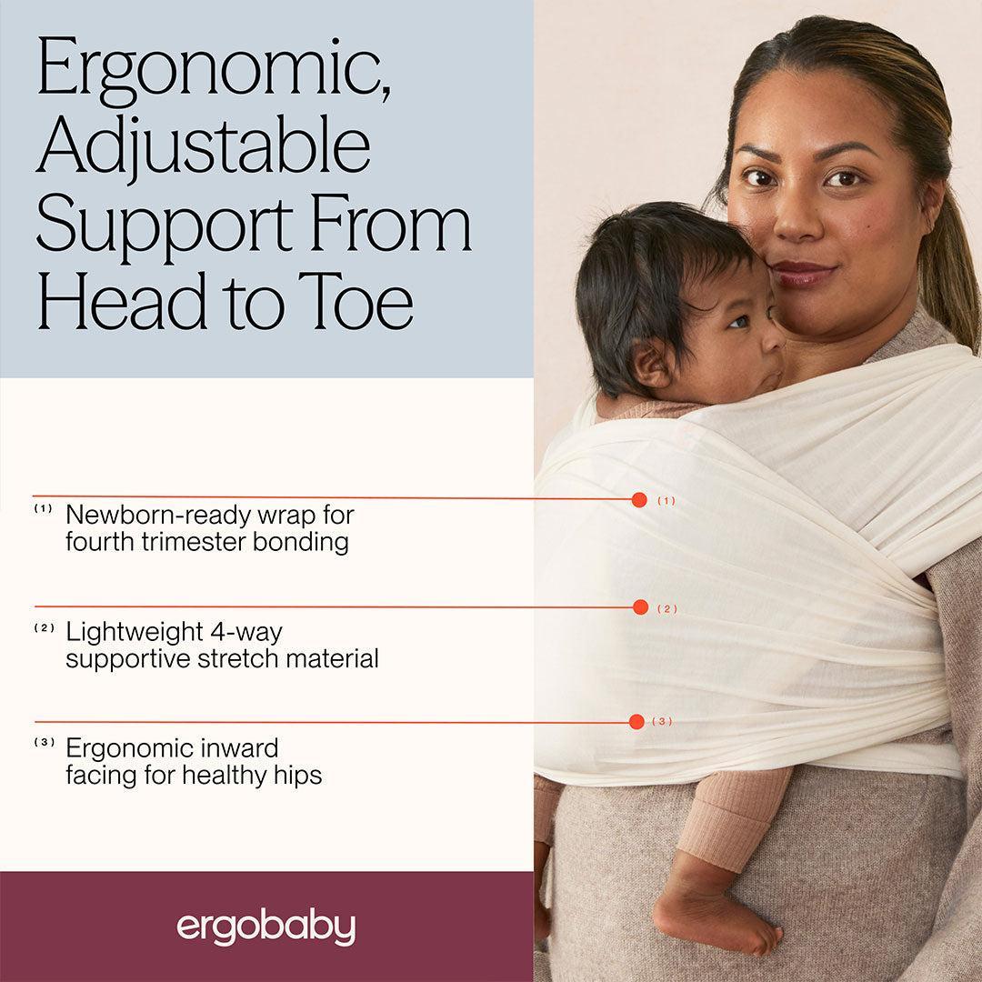 Ergobaby Aura Baby Wrap Sustainable Mesh - Soft Grey-Baby Carriers-Soft Grey Mesh- | Natural Baby Shower