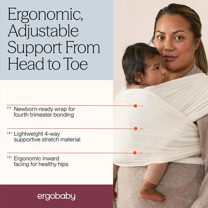 Ergobaby Aura Baby Wrap Sustainable Mesh - Soft Grey-Baby Carriers-Soft Grey Mesh- | Natural Baby Shower