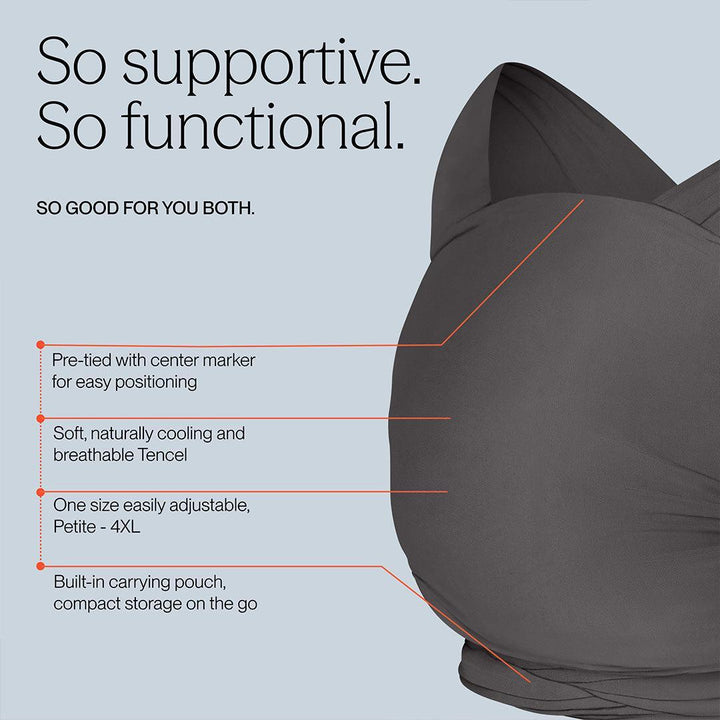 Ergobaby Aura Baby Wrap - Soft Black-Baby Carriers-Soft Black- | Natural Baby Shower