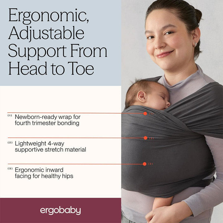 Ergobaby Aura Baby Wrap - Soft Black-Baby Carriers-Soft Black- | Natural Baby Shower