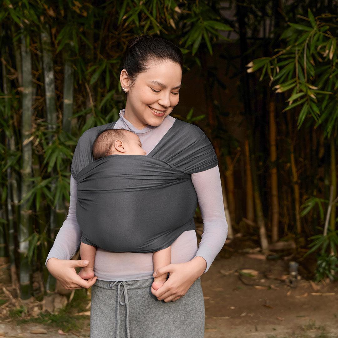 Ergobaby Aura Baby Wrap - Soft Black-Baby Carriers-Soft Black- | Natural Baby Shower