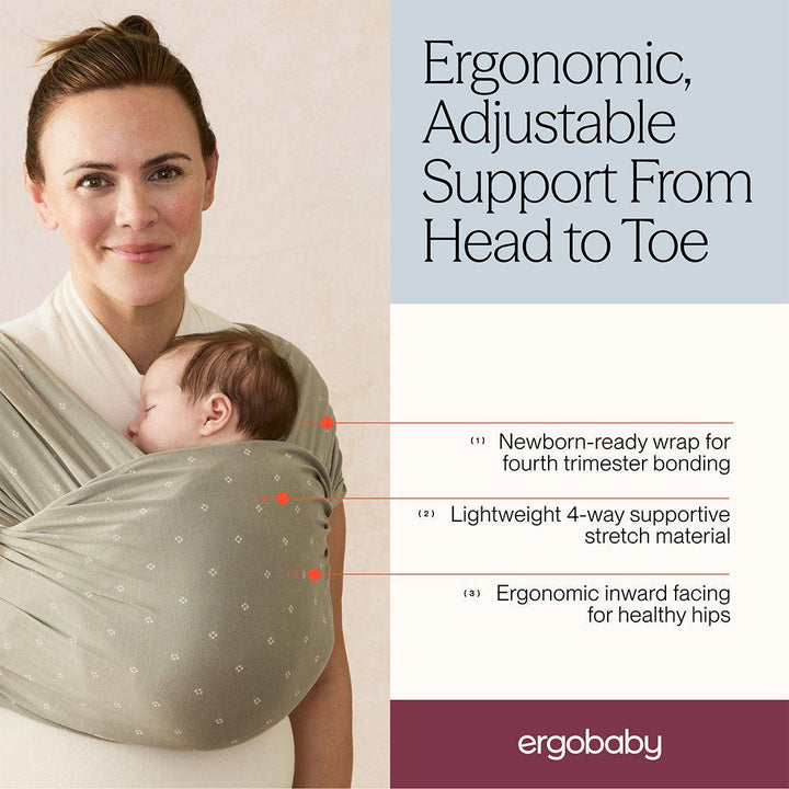 Ergobaby Aura Wrap Sustainable Knit - Olive Diamonds-Baby Carriers-Olive Diamonds-One Size | Natural Baby Shower