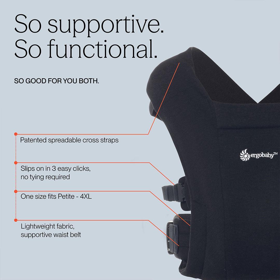 Ergobaby Embrace Newborn Carrier - Pure Black-Baby Carriers- | Natural Baby Shower