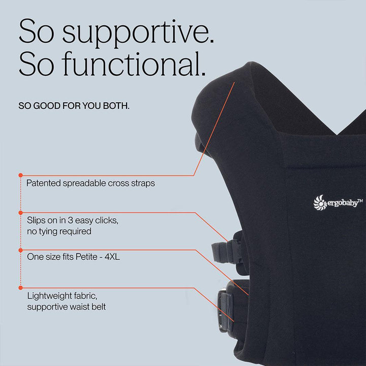 Ergobaby Embrace Newborn Carrier - Pure Black-Baby Carriers- | Natural Baby Shower