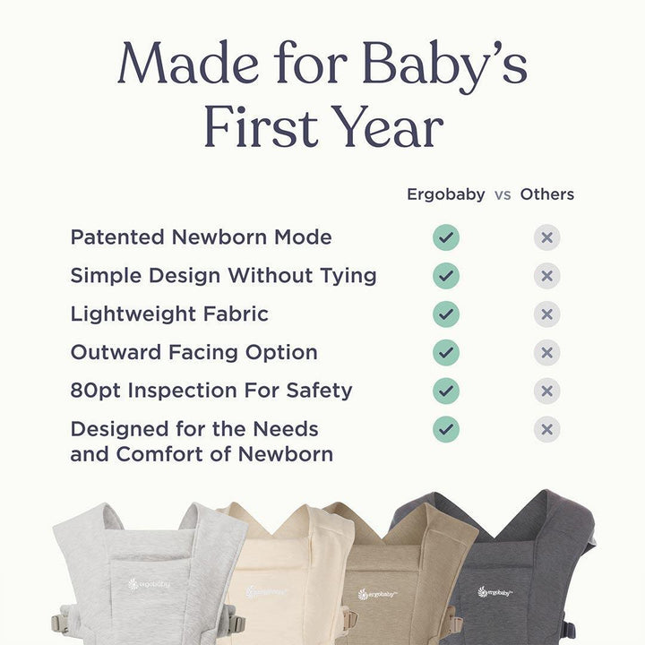 Ergobaby Embrace Newborn Carrier - Pure Black-Baby Carriers- | Natural Baby Shower