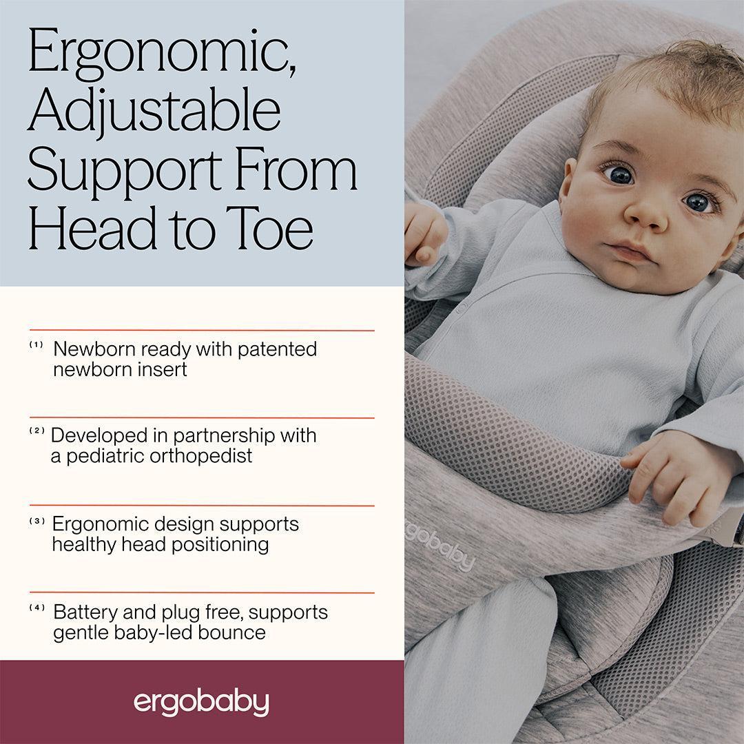 Ergobaby Evolve Mesh Baby Bouncer - Light Grey-Baby Bouncers-Light Grey-None | Natural Baby Shower