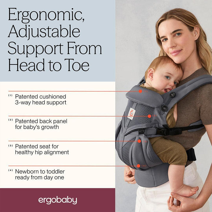 Ergobaby Omni Classic Mesh Baby Carrier - Charcoal Grey-Baby Carriers-Charcoal Grey-One Size | Natural Baby Shower